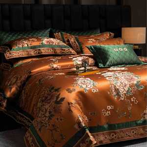Four-Piece Bedding Set 1.8m Bed Cotton Jacquard Satin Embroidery Floral Pattern Court Style Light Luxury - Product Image 2