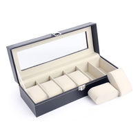 Luxe opbergdoos voor horloges, 3/6/10/12 vakjes, PU leder, met venster