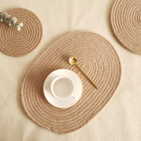 Napperon moderne simple en corde de chanvre, tapis d'isolation thermique rond en coton et lin pour la cuisine et les cafés