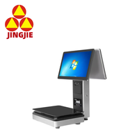 Mesin Timbangan POS semua dalam satu layar ganda 15.6 inci skala POS 40 g-30 kg dengan sistem Printer POS termal bawaan