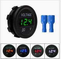 Voltmeter LED Digital Panel Bulat untuk Mobil, Kapal, dan Kendaraan Laut, DC 12V 24V