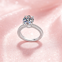 Bague en Moissanite Ronde Certifiée GRA 2 Carats, Plaqué Platine, Couleur D VVS1, pour Femme, Cadeau d'Anniversaire