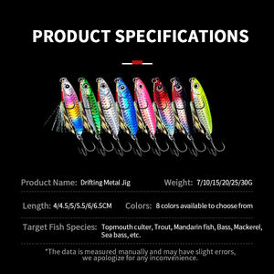 7g/10g/15g/20g/25g/30g motif d'écailles de poisson ligne de plaque de fer appât plaque de fer longue portée chute plaque de fer Sequin appâts de <span class=keywords><strong>pêche</strong></span> en mer - Product Image 6