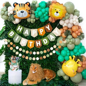 Kit Arco di Palloncini Safari all'Ingrosso, Striscione Buon Compleanno, <span class=keywords><strong>Tema</strong></span> Animali Selvatici per Decorazioni Festa di Compleanno per Bambini - Product Image 1