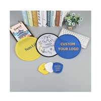 Ventilateur pliable personnalisé avec logo, disques volants de graduation, sublimation, bord noir, avec pochette