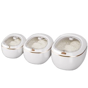 <b>Rice</b> Storage <b>Container</b> 30kg Flip Top Lid Sealed Moisture Proof Food Grade Round White - Product Image 5