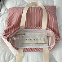 Tas Tote Kanvas Bergaris dengan Nama Rajutan Personalisasi Uionen Spring Fashion, Kapasitas Besar untuk Perjalanan Sehari-hari, Dapat Dibawa di Bahu
