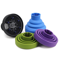 En gros, Accessoire de séchage capillaire en silicone pliable pour salon de coiffure, type capuche diffuseur pour cheveux bouclés, avec couleurs personnalisables
