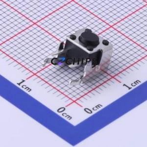 TS-1002N-BR04516 Tactile Switch Bent Lead Through Hole-4P,6x6mm Single Pole Single Throw Round Button 1.6N Right Angle Insert - Product Image 1