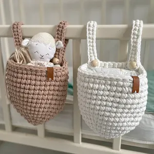 Coifa de algodão para berço de bebê, cesto de camas de bebê, decoração boho, organizador de fraldas para berçário