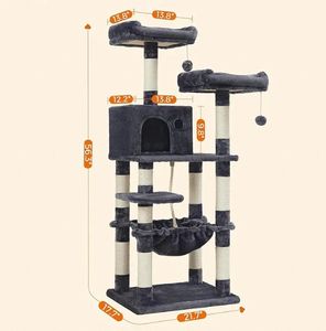 Fabricante personalizado de lujo gris oscuro gato de peluche árbol <span class=keywords><strong>torre</strong></span> resistente alto superventas raspador para <span class=keywords><strong>gatos</strong></span> modernos al por mayor - Product Image 3