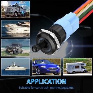 12V-24V RGB 조명 토글 스위치, IP67 방수, 12볼트 해양용 7P ON-ON 레드 그린 블루 LED 토글 스위치 16mm (자동차/보트용) - Product Image 6
