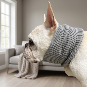 Soft Wool Knit Neck Warmer for Small Dogs Winter <b>Collar</b> Simple Style Gray Solid Color - Product Image 1