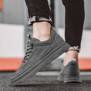 Zapatos de cuero negro de moda, deportivos, casuales, con cordones, para hombre, estilo slip-on, planos, para caminar, los más vendidos. - Product Image 1