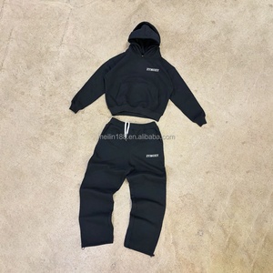 Ensemble de survêtement personnalisé pour homme, coupe évasée, double couche, avec sweat à capuche et pantalon de jogging, deux pièces - Product Image 3