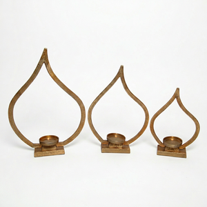Gold Aluminum Tear Shape Handmade Candelabra Set of 3 Tea <b>Light</b> <b>Vases</b> Tabletop Decor <b>for</b> Wedding Party - Product Image 1