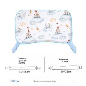 Almohada <span class=keywords><strong>para</strong></span> Bebé Recién Nacido de Algodón Puro y Látex, Transpirable, Absorbente de Sudor, con Estampado de Castillo y Elefante, Personalizable, de 0 a 6 Meses, Venta al Por Mayor - Product Image 3
