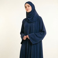 Abaya marine pour femmes, manches cloche, en mousseline de soie, vêtements modestes, vêtements islamiques