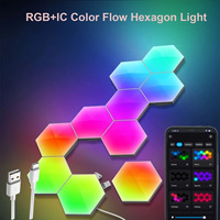 Panel LED Hexagonal Quantum RGB de ABS, Control Remoto por Aplicación, Sincronización Inteligente con Música, Luz de Fondo para Pared Residencial