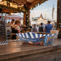 Barquette jetable en papier kraft pour aliments, emballage pour snacks, plats de rue, à emporter, en forme de bateau pour frites