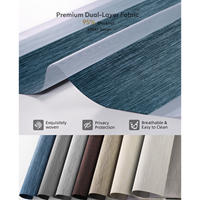 Persianas Zebra de Doble Capa Motorizadas ZSTARR, con Control Remoto Ajustable, Color Azul de Lujo, para Sala de Estar de Villa