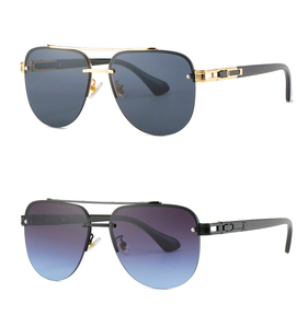 Lunettes de soleil pilote pour homme à double pont en métal, style aviation, 2022 - Product Image 1