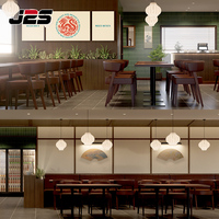 Ensemble table et chaises de restaurant commercial en bois massif moderne J2S, brun, combo pour hôtel/bistro/café