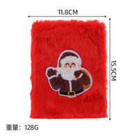 Carnet de Noël en peluche moelleuse avec paillettes, Père Noël, renne, bonhomme de neige, sapin de Noël, couverture douce et duveteuse, journal d'écriture pour les fêtes