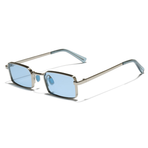 แว่นตาผู้ชายสุดหรูคุณภาพสูง แว่นกันแดดโลหะ 2026 แว่นกันแดดกรอบสีเงินทรงเหลี่ยม สั่งทำโลโก้ได้ - Product Image 3