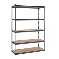 Étagère d'angle en acier galvanisé robuste de 1800MM Étagère en métal à 5 niveaux en panneau MDF Étagères de rangement pour garage et maison sans rivet