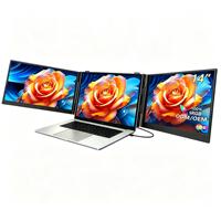 Moniteur portable double 14 pouces 1080p FHD S8Ultra ultra-fin, extension d'écran triple pour ordinateur portable avec haut-parleurs intégrés et protection oculaire pour MAC PC