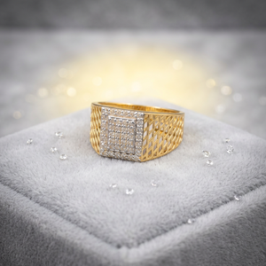 Luxury <b>gold</b> diamond <b>ring</b> for men with bold square design elegant statement jewelry perfect for weddings parties and gifts - Product Image 1