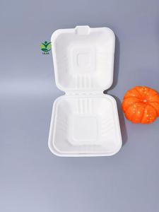 Kotak <span class=keywords><strong>Burger</strong></span> Bagasse sekali pakai 100% dapat terurai kemasan makanan cepat 6 inci wadah makanan Luar atas lipat - Product Image 5