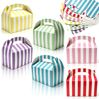 Boîtes à friandises multicolores à rayures pour fêtes, boîtes cadeaux de Noël en papier kraft avec poignée, boîtes à friandises en papier pour anniversaire