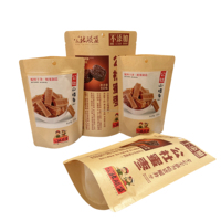 Sacs en papier kraft brun refermables de 14*22+4cm pour aliments, avec fermeture éclair, personnalisables par impression en héliogravure pour le thé - Vente en gros