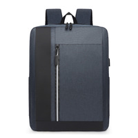 Sac à dos unisexe étanche pour ordinateur portable 20 pouces avec cadre externe, panneau solaire USB, style anglais, fermeture éclair géométrique