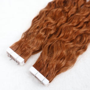 Extensions per <span class=keywords><strong>capelli</strong></span> umani ricci <span class=keywords><strong>castano</strong></span> rame all'ingrosso con nastro invisibile, 100% Remy, a doppia trama - Product Image 4
