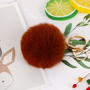 Vente en gros <span class=keywords><strong>de</strong></span> porte-clés en fausse fourrure <span class=keywords><strong>de</strong></span> lapin or porte-clés pompons en fausse fourrure <span class=keywords><strong>de</strong></span> lapin porte-clés moelleux - Product Image 2
