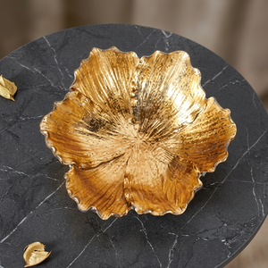 Assiette décorative en métal en forme de fleur, faite à la main, polie, style glamour, motif végétal, vaisselle et assiettes - Product Image 2