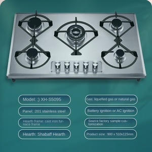Cuisinière à gaz en acier inoxydable à 5 brûleurs Allumage électronique Appareil de cuisine Table de cuisson en verre pour VR Utilisation en plein air à énergie solaire - Product Image 5