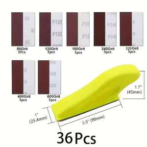 Juego de lijadoras manuales pequeñas, discos adhesivos de 9 cm x 2,54 cm para madera y metal - Product Image 2