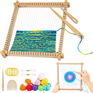 Kit de métier à tisser en bois fait main pour enfants, outils simples en bois pour la tapisserie de laine, aides pédagogiques pour la maternelle - Product Image 1