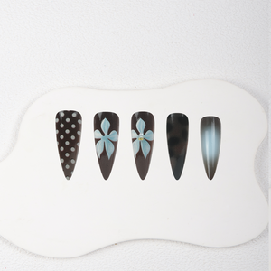 Vente en gros d'usine : <span class=keywords><strong>Faux</strong></span> <span class=keywords><strong>ongles</strong></span> longs à presser style stiletto, motif œil de chat marron, léopard, fleurs 3D et pois, Fournisseur OEM sous marque privée - Product Image 2