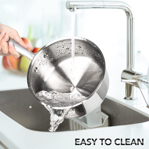 Casserole de haute qualité, compatible lave-vaisselle, en acier inoxydable triple couche, design américain, casserole à lait, casserole avec couvercle en verre - Product Image 6