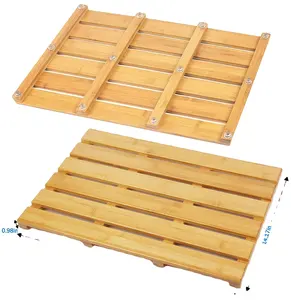 Wholesale price Non sliding bathroom shower floor solid natural Square wooden bamboo rug SPA sauna bath mat