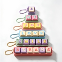 Porte-clés anti-stress personnalisé avec lettres mécaniques DIY couleur macaron, style clavier mécanique
