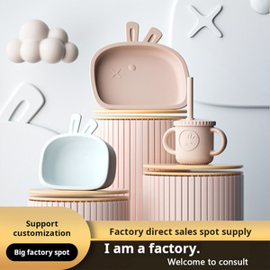 Ensemble de vaisselle pour bébé en silicone dinosaure, 3 pièces, assiette, bol, tasse, sans BPA, pour 0-12 mois - Product Image 2