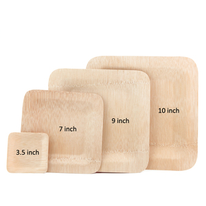 Petites assiettes en bambou jetables écologiques de haute qualité ensembles de vaisselle carrés et ronds biodégradables pour les fêtes - Product Image 3