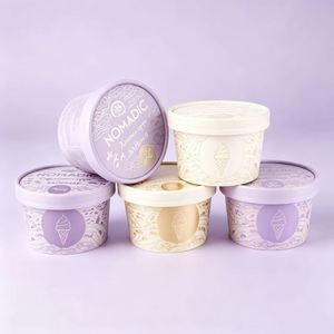 Disposable <b>Ice</b> <b>Cream</b> Paper <b>Cup</b> With Lid Custom Print Biodegradable Dessert Gelato Yogurt Container Multi Sizes Wholesale - Product Image 4