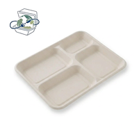 XS-CP04G 4-delige komposteerbare, biologisch afbreekbare wegwerp schaal van bagasse voor voedsel, fruit en groenten